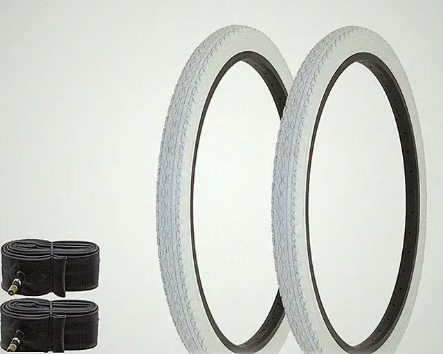 2 DURO BICYCLE WIRE BEAD CRUISER TIRES 26x2.125 WHITE HEAVY DUTY DIAMOND w/TUBES