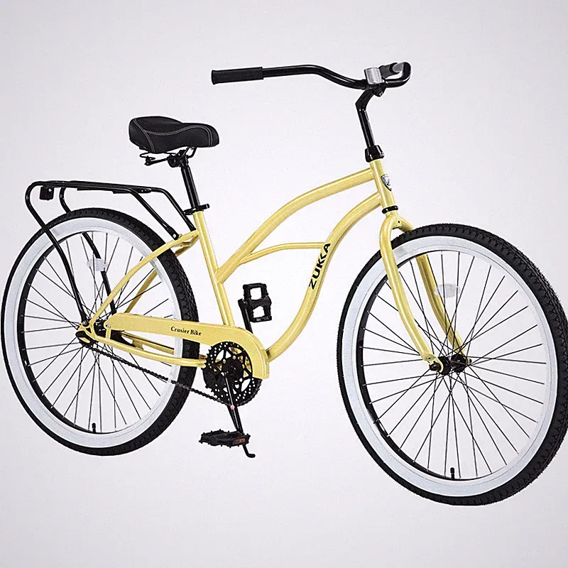 26" Beach Cruiser Yellow Bicycle Rear Coaster Brake Single Speed Women's Bike