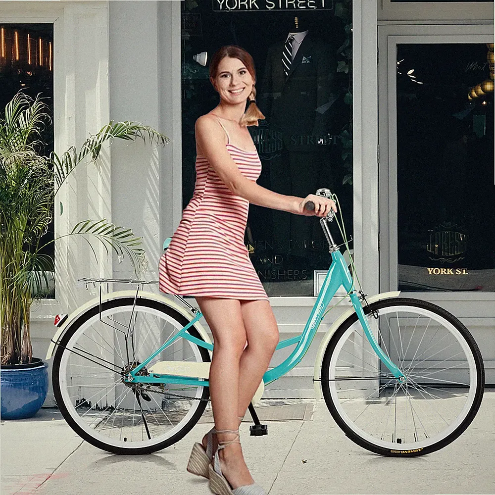 26-Inch Womens Comfort Bikes Beach Cruiser Bike Single Speed Bicycle Comfortable