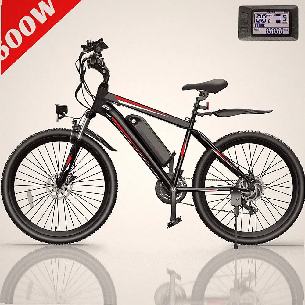 500W 48V Electric Mountain Bike, 26in Ebike 21-Speed Bicycle Cruise Control Mode