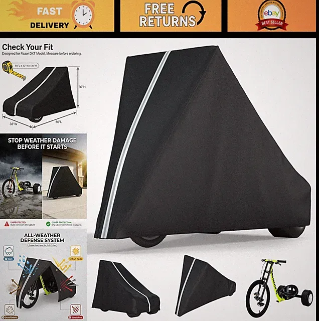 Drift Trike Cover Waterproof, Fits 60L x 32W x 30H In, Durable 600D Oxford Fabri