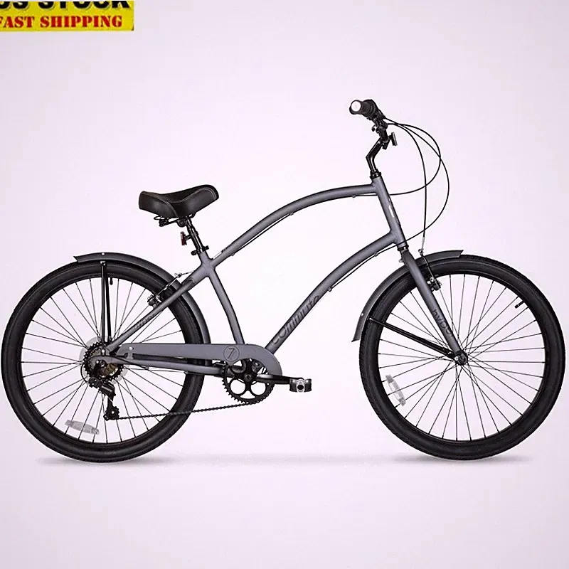 Men's Cruiser Bike 26 inch Lightweight Aluminum 7 Speed Comfort Saddle Commuter