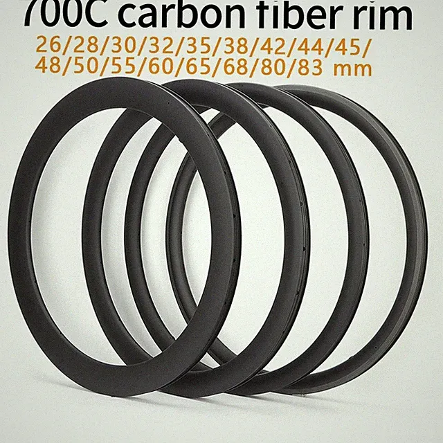MEROCA 700c Carbon Fiber Rims for Road Bike Bicycle Clincher Wheels 26-83mm Disc