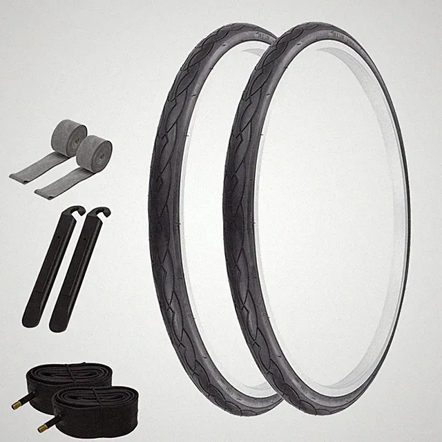 PRO+ Bicycle 26" x 1.25" Black Touring (2) Bicycle 26" Tires,Tubes, Levers,Strip