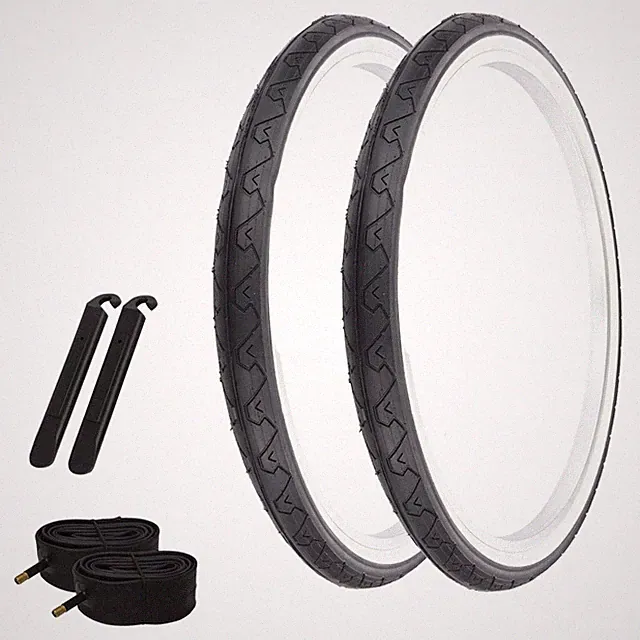 PRO+ Bicycle Tire 26" x 1.95" Black/White (2) Tire&Tube& Lever Smooth Road Bike