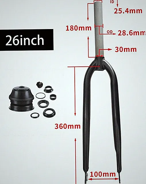 Threadless 26 in Bicycle Fork & Headset Fixed Bicycle MTB Road Cruiser Bike Fork